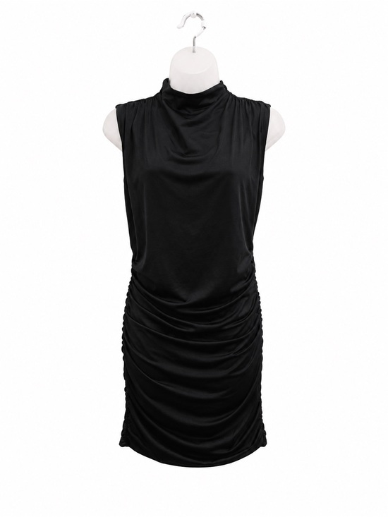 Aqua Dresses & Skirts - Aqua Black Sleeveless Ruched Mock-Neck Mini Dress
